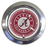 Alabama Crimson Tide (UA) Chrome Varsity Neon Clocks