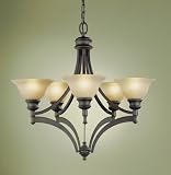 Murray Feiss F1942/5ORB Pub Five-Light Chandelier in Oil Rubbed Bronze with five Frosted Amber Glass Shades