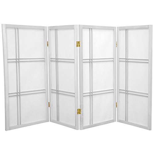 Oriental Furniture 3 ft. Tall Double Cross Shoji Screen - White - 4 Panels