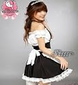 エプロン付メイド服4点セット/コスプレ/コスチューム