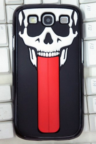 Samsung Galaxy S3/i9300 Newest Creative Design Hot Sale Personality Funny Distinctive 3d Silicon Skull Head Red Long Tongue Stand Case for Samsung Galaxy S3/i9300