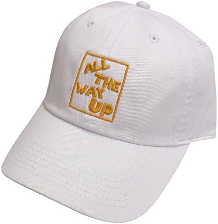 Meme Dream Team Unisex All The Way Up Embroidered Cotton Adjustable Strapback Dad Hat, White