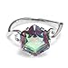 Jewelrypalace Women's 3.2ct Chessboard Cut Natural Mystic Rainbow Topaz 925 Sterling Silver Ring