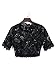 Persun Women's Black Tasseled Trims Sequin Floral Lace Sheer Crop Top