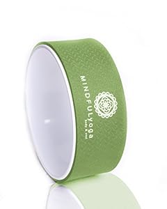 Yoga Wheel & Pose Guide by Mindful Yoga - Extra Strength, Eco-Friendly Stretching Prop, High quality Mat Material - Comfort & Safety in All Yoga Poses (Green)