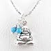 Small Sitting Laughing Buddha Pendant in Sterling Silver with Turquoise Gemstone Beads on a 16" Rhodium and Sterling Silver Bead Chain, #8284