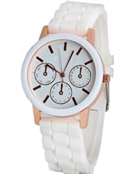 HACBIWA Women Girls Ladies Silicone White Color Jelly Wrist Watch