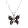 Sterling Silver Necklace - Rainbow Topaz CZ Butterfly with Baby Curb 18in Chain - 14mm Pendant Height