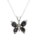 Sterling Silver Necklace - Rainbow Topaz CZ Butterfly with Baby Curb 18in Chain - 14mm Pendant Height