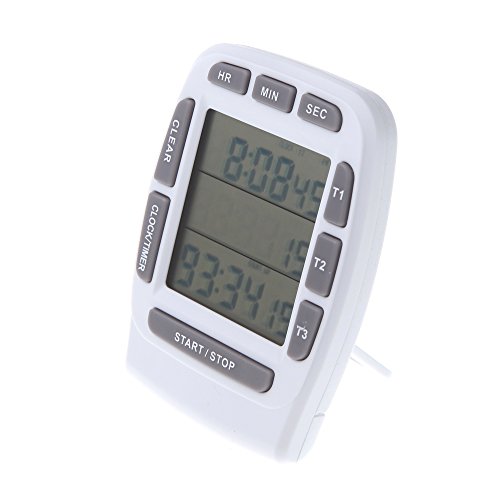 Docooler LCD Digital Alarm Timer with Triple Display 3-Line Timer Countdown Stopwatch