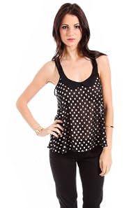 Color in Motion Sheer Polka Splotched Tank in Black