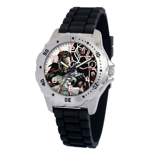 Marvel Comics Men's MA0710-D184-BlackRubber Marvel 'Punisher' Defender Watch