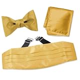 Rich Gold Freestyle Bow Tie Cummerbund Set by Elite Solid - Gold Silk