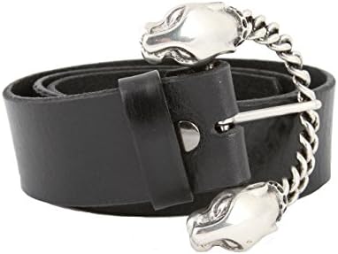Tobacco Road Custom Black Italian Leather Belt Chained Panthers Belt Size: 36