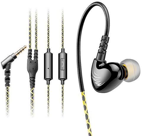 Cell Phone Headset,Audio Monster Sports In-Ear Headphones with Microphone (No Volumn Control) Memory Cable Stereo Bass Wired Earbuds Earphones Headsets for iOS Andorid Models.
