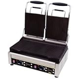 Buffalo Double Contact Grill / Panini Grill - Ribbed plates.
