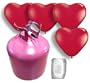 Helium Ballongas Set mit 55 roten Herz-Luftballons, Ballonband und Heliumflasche