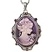 Violet Purple Cameo Pendant Necklace Charm Ladies Women Fashion Jewelry