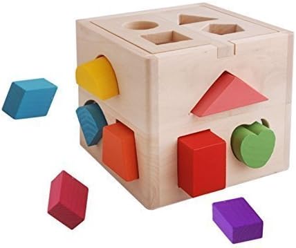 INTELLITOYZ Wooden Shape Sorter Cube Toddlers Early Learning Toy