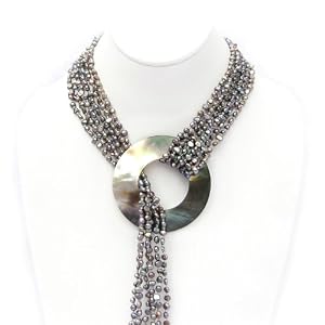 Silver Six-Strand Pearl Lariat Necklace for Gorgeous Appearance