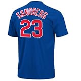 MLB Mens Chicago Cubs Ryne Sandberg Cooperstown Collection Deep Royal Short Sleeve Basic Tee By Majestic (Deep Royal, Large)