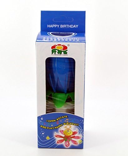 VOCOX 2xThe Amazing Rotating Magical Flower Musical Happy Birthday Candle (Blue)