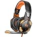 VersionTECH. G2000 Stereo Gaming Headset for Xbox one PS4 PC, Surround Sound Over-Ear Headphones with Noise Cancelling Mic, LED Lights, Volume Control for Laptop Mac PS3 iPad Nintendo Switch - Orange