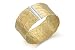 14K Yellow Gold Matte and Hammered-Finish Hand-Crafted Cuff Bracelet, Enhanced with White Gold Pave Set Diamonds.