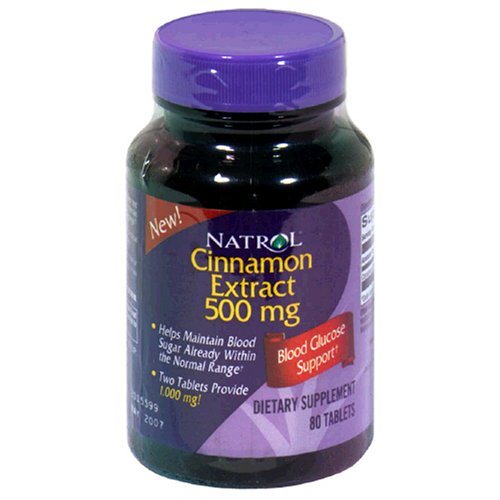 Natrol (incl Laci Le Beau Teas) Cinnamon Extract, 80 Tabs, 500 mg