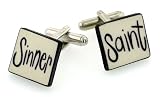Handcrafted ceramic "Saint" and "Sinner" cufflinks
