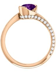 14K Rose Gold 7.00x5.00mm Oval Cut Amethyst and Diamond Ring -- LIFETIME WARRANTY