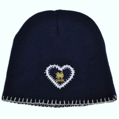 NCAA Notre Dame Fighting Irish Womens Ladies Navy Blue Uncuffed Beanie Hat Toque