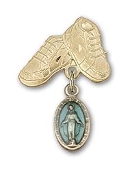 Gold Filled Baby Badge with Blue Miraculous Charm and Baby Boots Pin
