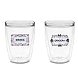Bride & Groom 16 oz Insulated Beverage Tumblers Set, Clear (2 designs)