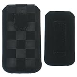 vyvy mobile® Slim-Up CHESS Handytasche SCHWARZ für Samsung S5230 Star S5260 Star 2 S5330 Wave 2 F480 F480i S3650 Corby S5620 Monte BLACK