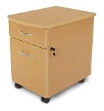 OFM 55106-MAPLE & SILVER Mobile File Pedestal-Maple and Silver