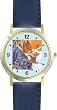 Mommy & Baby Bunny Rabbit being Tucked in - from Hush Little Baby by Artist: Sylvia Long - WATCHBUDDY&reg; DELUXE TWO-TONE THEME WATCH - Arabic Numbers - Blue Leather Strap-Size-Large ( Men's Size or Jumbo Women's Size )