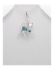 Cat Shell Pendant Necklace In 92.5 Sterling Silver