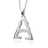 Best Price Mens' Sterling Silver Alphabet Initial Letter A Diamond Pendant Necklace (HI, I, 0.11 carat)
