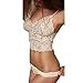 Tenworld Translucent Underwear Set Women Lace Strap Tank Top Briefs White(S-XL)