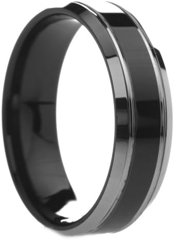 6 mm Mens Tungsten Carbide Rings Black Center - Free Engraving, Free Shipping &amp; Lifetime Warranty - Size 4, 4.5, 5, 5.5, 6, 6.5, 7, 7.5, 8, 8.5, 9, 9.5, 10, 10.5, 11, 11.5, 12, 12.5