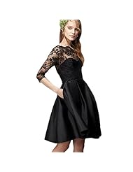 Sexy Elbow Length Sleeves Cocktail  Lace Pleated Cotton  Ball Gown Party Dress/Mini Dress 