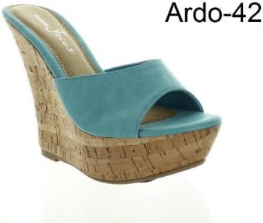 Fashion Focus Womens Ardo-42 Popular Fashion Wedge Sandals,Teal,9