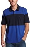 Nautica Men's Short Sleeve Striped Polo,Twilight Sky,Small