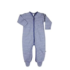 Green Baby Long Sleeve Fine Stripe Sleepsuit (12 - 18 Months, Navy Stripe)