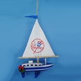 Pack of 6 MLB New York Yankees Sailboat with Wreath Christmas Ornaments 6.5"