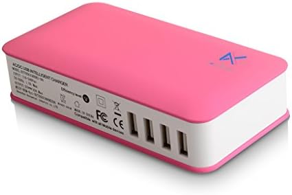 Keyuantai (50W 8-Port USB Charging Hub) 5V 10A Multi-Port USB Charger with Intelligent Auto Detect Technology for Apple iPhone, Samsung and More (Pink)