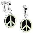 Glow in the Dark Peace Sign Clip Earrings