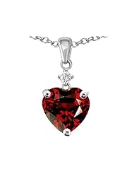 Original Star K (tm) Heart Shape 8mm Simulated Garnet Pendant in .925 Sterling Silver