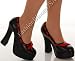 DOL47 by Pleaser Sexy 5 Black Chunky Heel Platform Shoes with Red Ribbon
